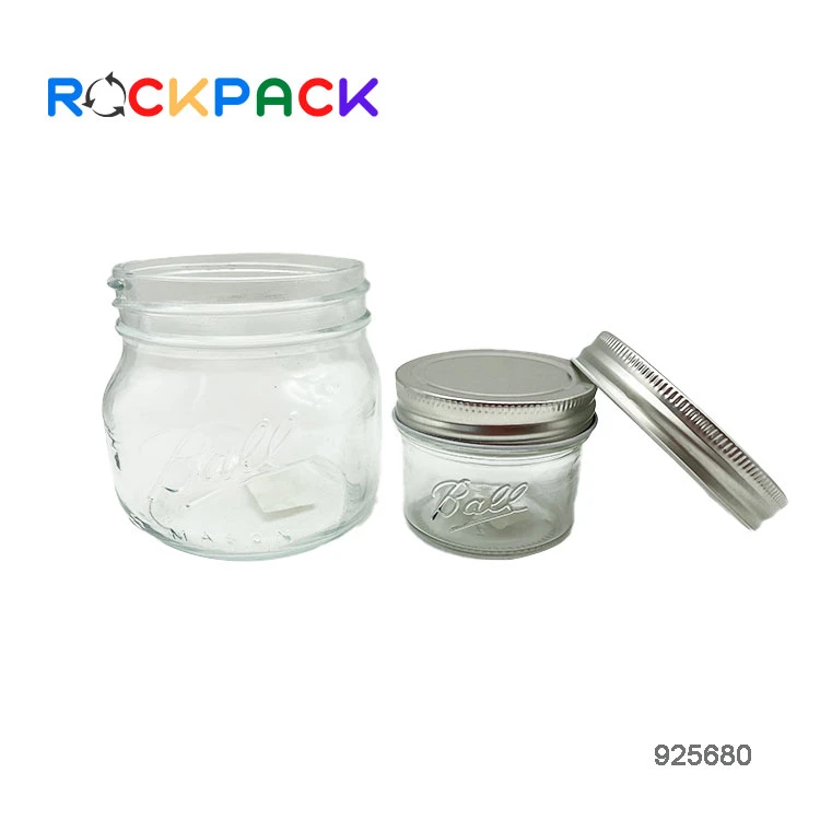 Wholesale food honey jar candy coffee tea containers clear custom logo glass spice storage mason with metal lid