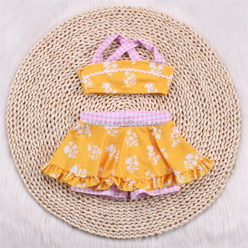 Two Piece Girls Swim Suit Top With Matching Skirts Teen Girls Swim Suits