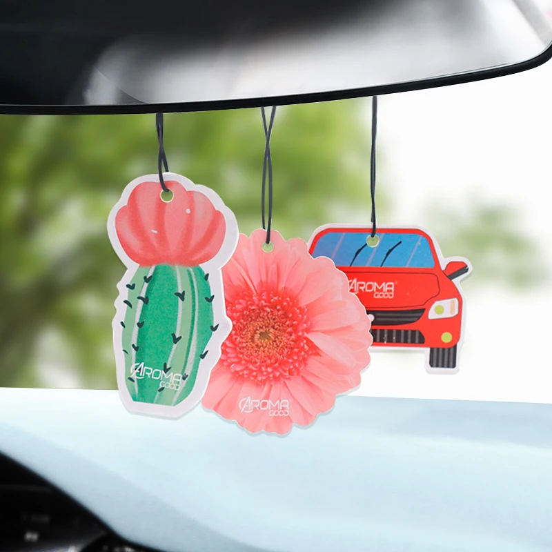 printing factory custom hanging fragrance card perfume paper card car air freshener with rope