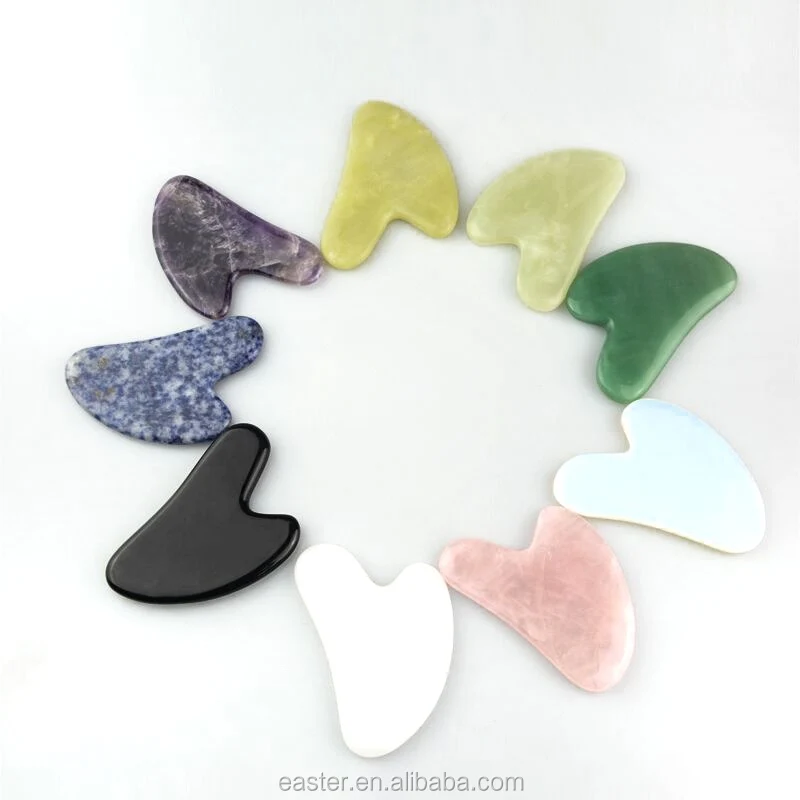 100% Natural Quartz Jade v Shape Gua Sha Massage Scraping for Face