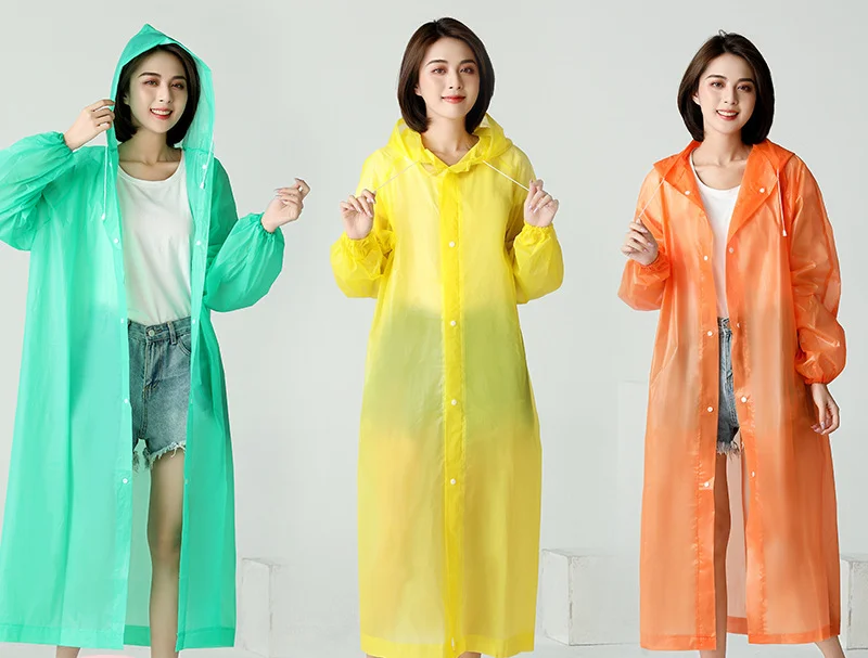 Wholesale Fashion Waterproof Transparent Rain Coat Men Woman Blue Rain Wear EVA Raincoat