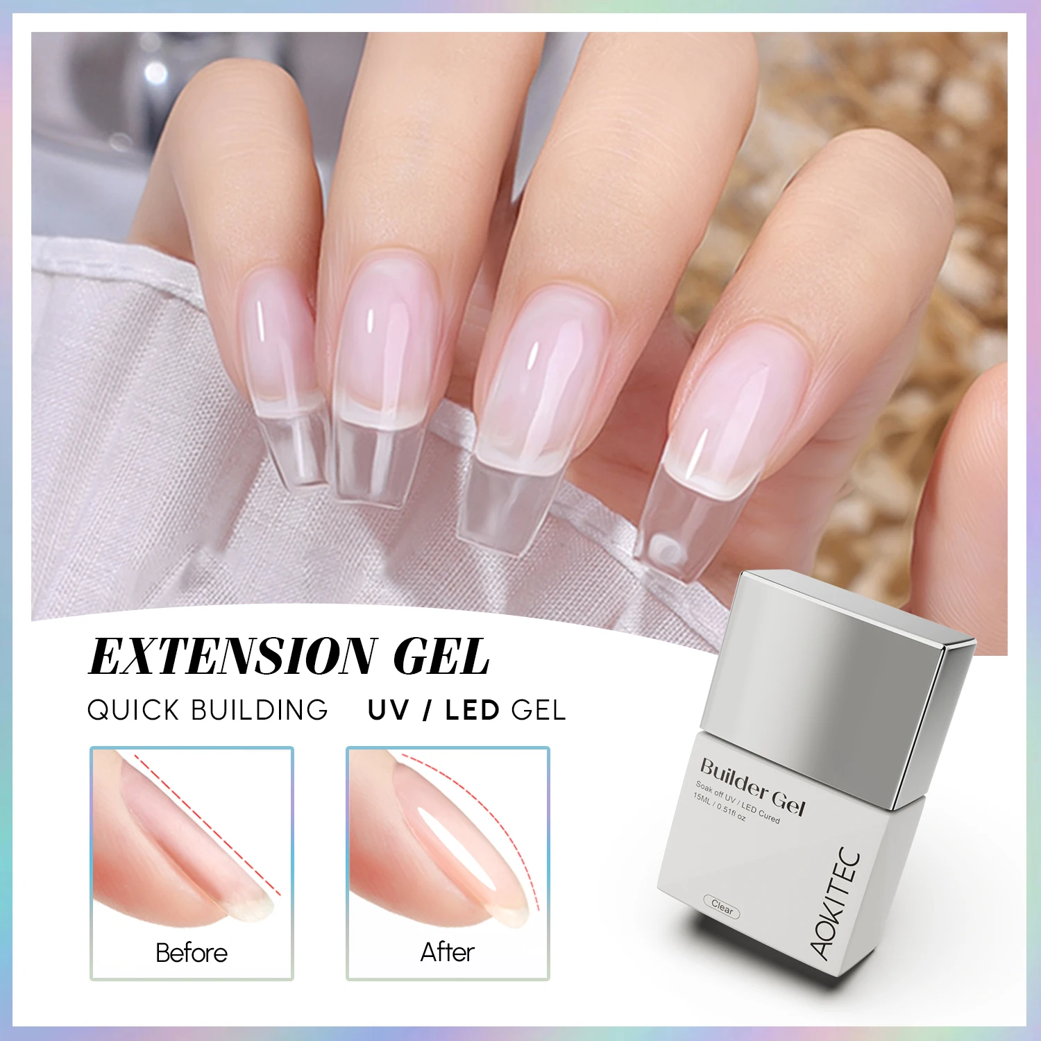 Aokitec 15 мл индивидуальную маркировку гель замочить от УФ/LED вылечить buildering наращивание ногтей УФ-гель-лака акрилового геля 3 цвета желе Polis