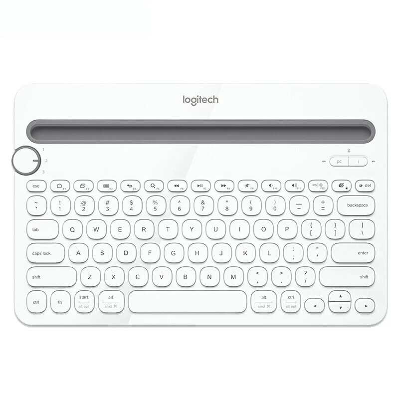 Logitech K480 Bluetooth wireless keyboard. Multi device keyboard with phone holder slot for Windows, Mac, OS, iOS, Android