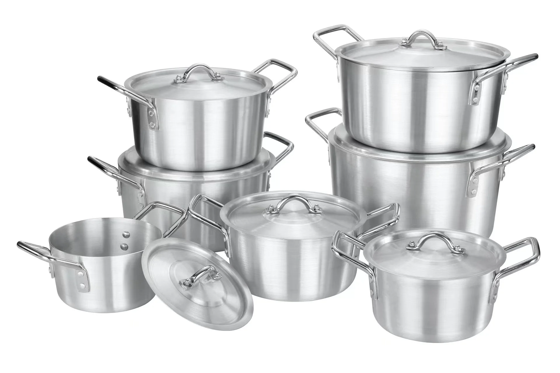 High Quality 7pcs 14/16/18/20/22/24/26cm Aluminium Cookware Set Pot Wok With Anti-scald Handle