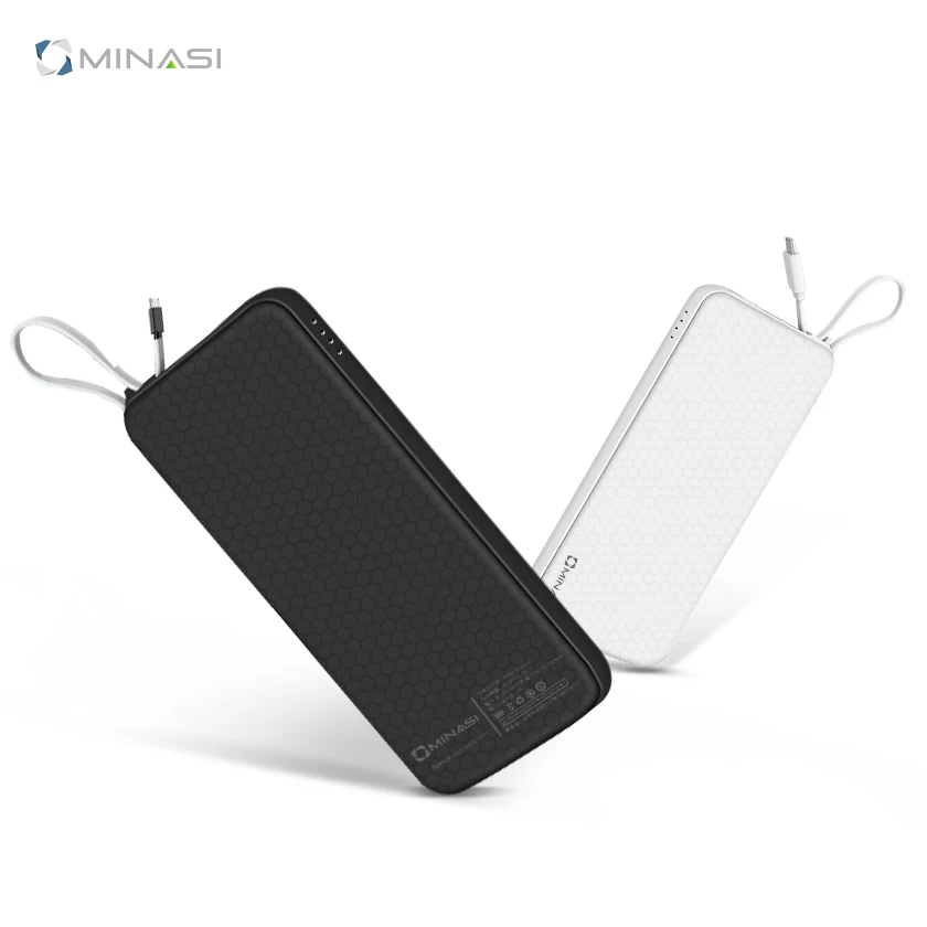 
Fast charging power bank 10000mah built-in extendable cable 