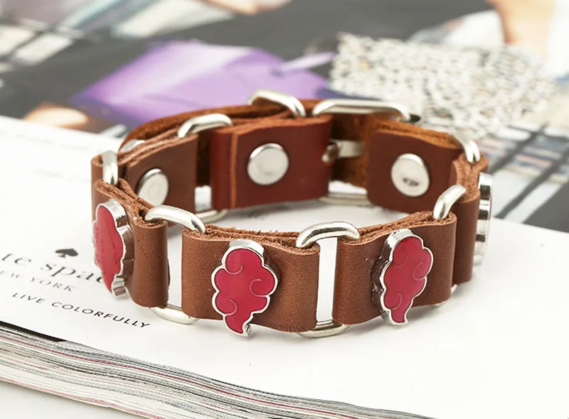 Trendy Accessories Jewelry Japan Anime Kakashi Red Cloud Woven Leather Bracelet For Man