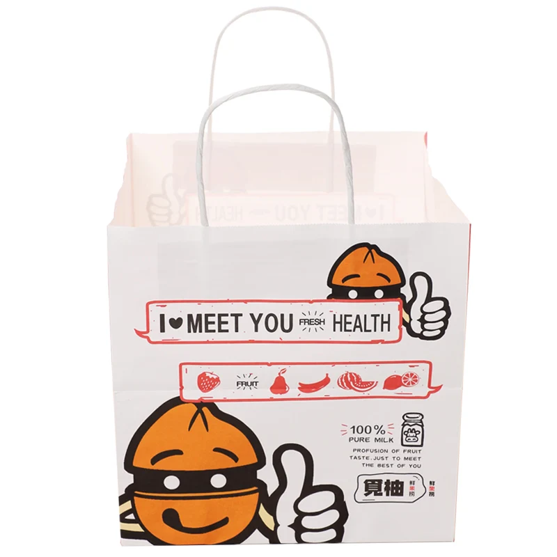 Custom Logo Extra Large Brown Kraft Paper Bag With Twisted Paper Handle For Pizza And Cake