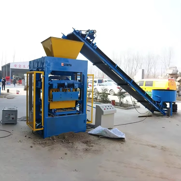 LONTA QTJ4-24 semi automatic interlock hollow road paver mould cement concrete brick block making machine to make cement blocks