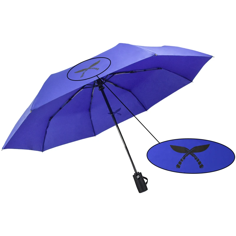 New design blue color luxury sun umbrella automatic logo personal on sale lightweight sunshade