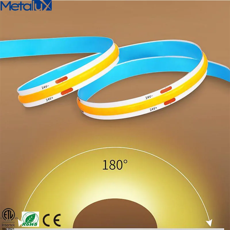 Dotless Roll to Roll 480chips/m 8mm PCB 12V 24V 2700K Warm White Candlelight 10m/roll Flex Tapelight No soldering COB LED Strip