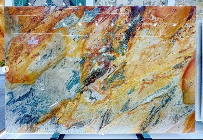 Rainbow hills quartzite slabs natural onyx marble background wall design blue marble wall cladding system blue roma quartzite