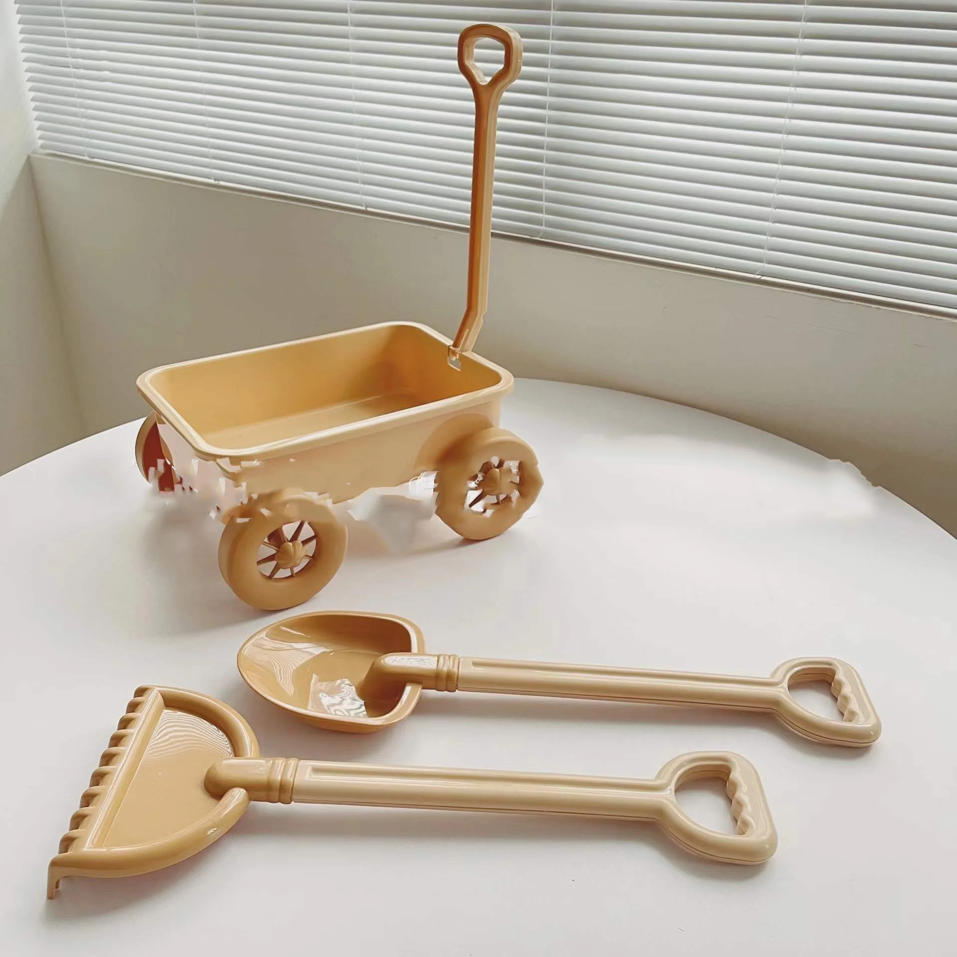 INS HOT 7PCS Soft Glue Beach Toy Summer Outdoor Accessories Bucket Shovel Sand Digging Tools Kids Beach Toys Cart Set