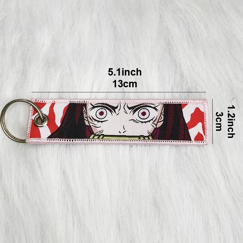 Custom Woven Logo Jet Tag Key Chain Embroidery Keychain Motorcycle Car Anime Key Tags