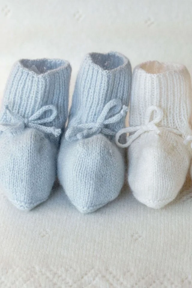 Cute drawstring cashmere knitted baby booties