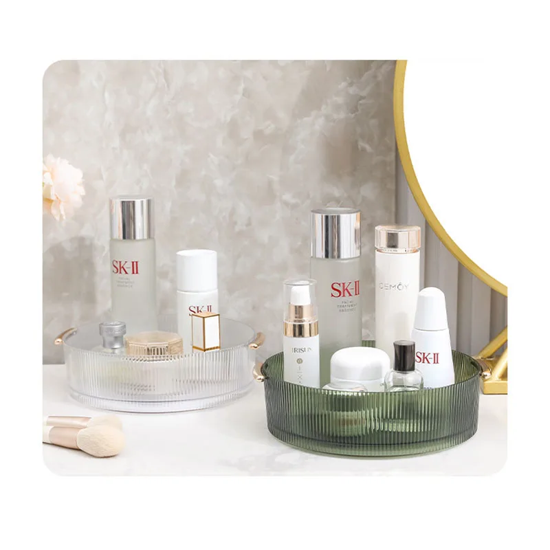 Transparent Round Turntable Storage Tray 360 Degree Rotating Makeup Organizer Jewelry Storage Box