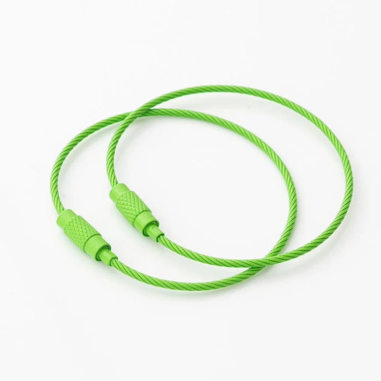 New 1.5mm Colorful Stainless Steel Wire Ring Keychains Aircraft Cable Key Ring Loops For Hanging Luggage Tags Twist