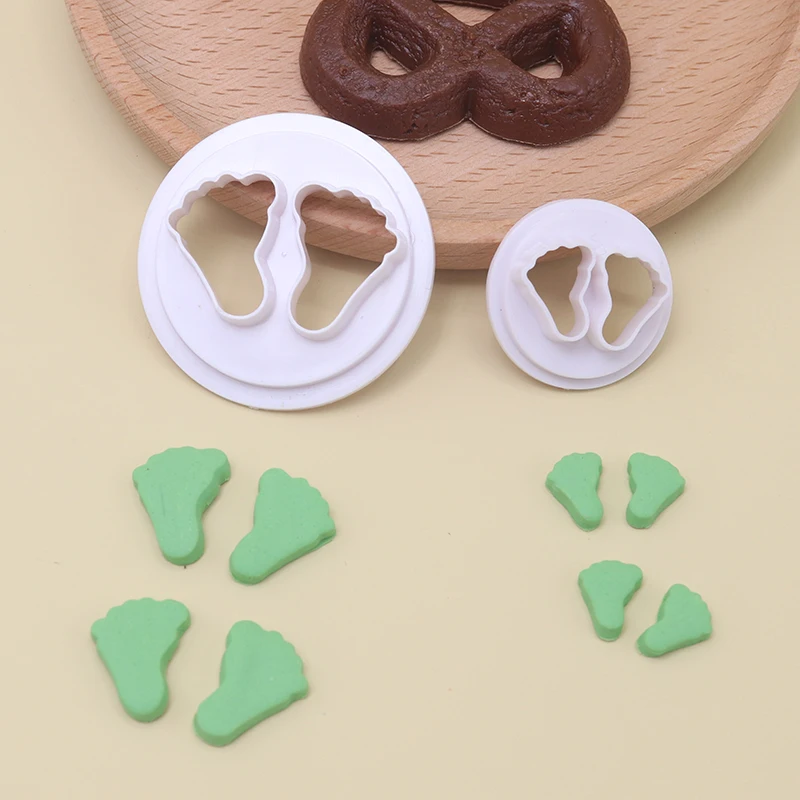 2Pcs/Set Baby Feet Fondant Cake Decorative tool Cookie Mold Printing Mold Cookie Shape Cutter For Kids