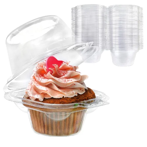 Disposable Single Cupcake Boxes Mini Plastic Cake Containers Food Bread PET Food Individual Mini Cups