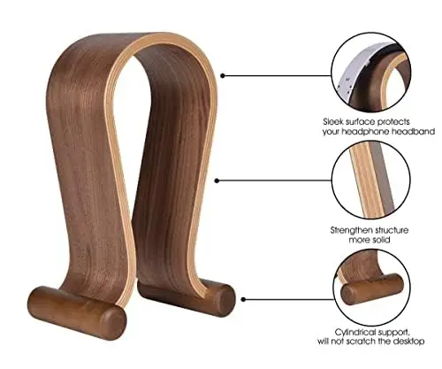 Wood Headphone Stand, Headphones Hanger Holder Mount Omega Compatible for Son* Gaming Headphones Display