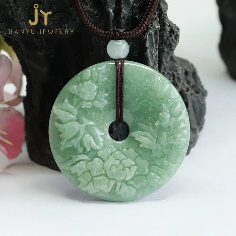 Precious Stone Flower Shape Gemstones and Jadeite Pendants Myanmar Jade Pendants Wholesale Jewelry Stone Green Jade Pendants