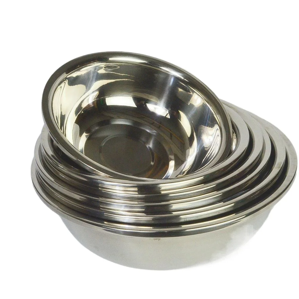 High quality full sizes stainless steel round shape salad bowl coated mixing bowl