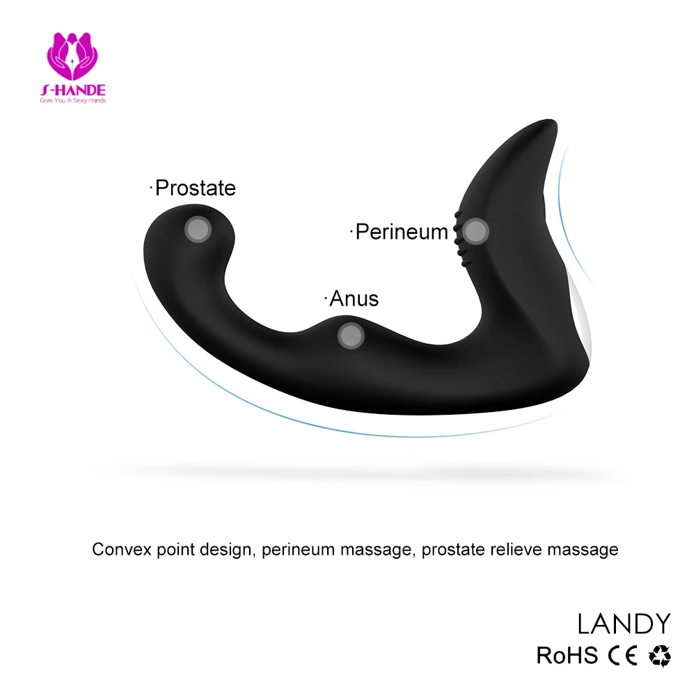 S-HANDE Waterproof Electric Black Silicone Vibrating Prostate massager for Men Homemade anal sex toy