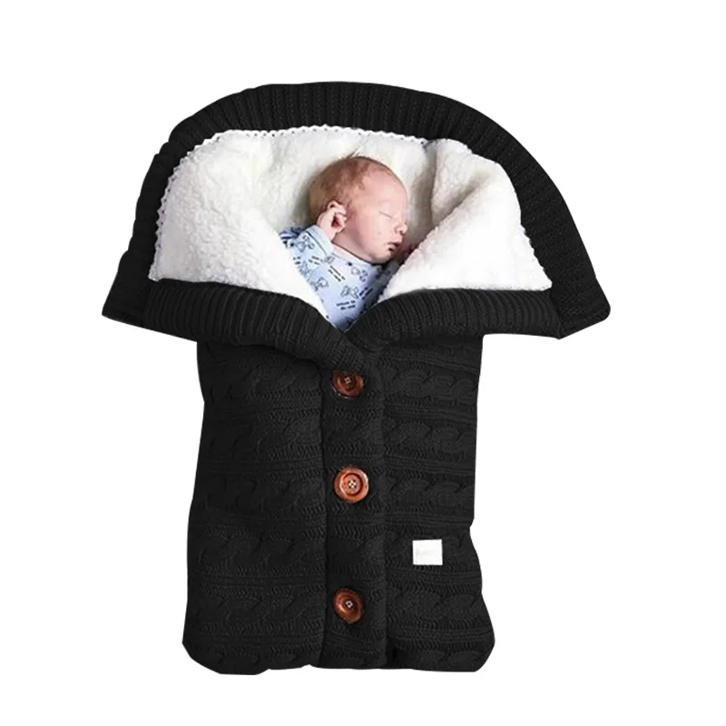 Autumn and winter baby stroller sleeping bag, outdoor baby knitted sleeping bag, plush and thickened duvet