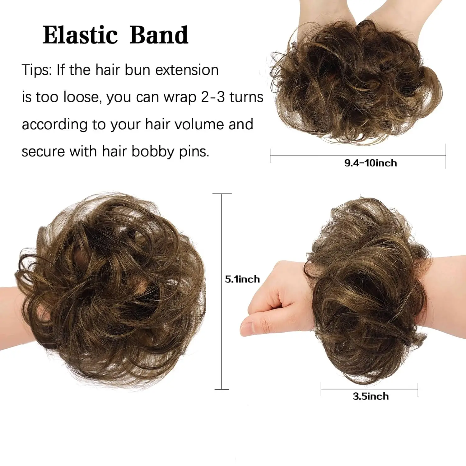 Messy Bun Hair Pieces With Rubber Band Synthetic Scrunchies Wavy Curly Chignon Ponytail Hair Extensions