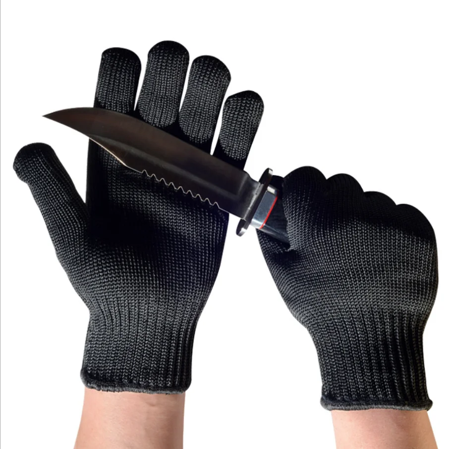 Black or White Stainless Wire Anti-Cut Resistance 5 Glove with High Strength Polyester Liner work gloves