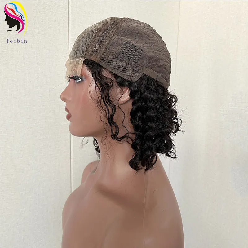 Hot Selling 4x4 water wave short bob 10 inch natural raw brazilian vietnam 100% human hair wig with baby hair