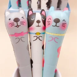 Eco-Friendly Retractable stationaries writing happy cute animal kitten gel pens bulk multicolor 16.3cm Plastic gel pen