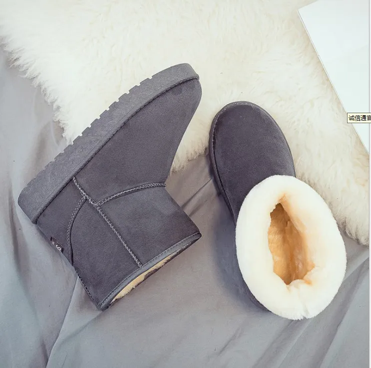 Classics Snow Sheepskin Winter Boots Mid Calf Fur Genuine Australia Lined Warm Outdoor for Women Pink Fashion