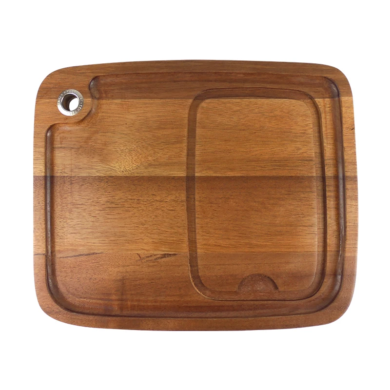 Acacia Wood Cutting Board Steak Plate with Juice Channel Handle Hole