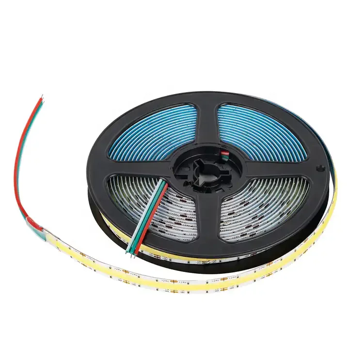 12V 24V CCT Changing Flexible Tape Rope Light Dimmable Flex White Dotless Luces Tunable Flip Chip FOB COB LED Strip