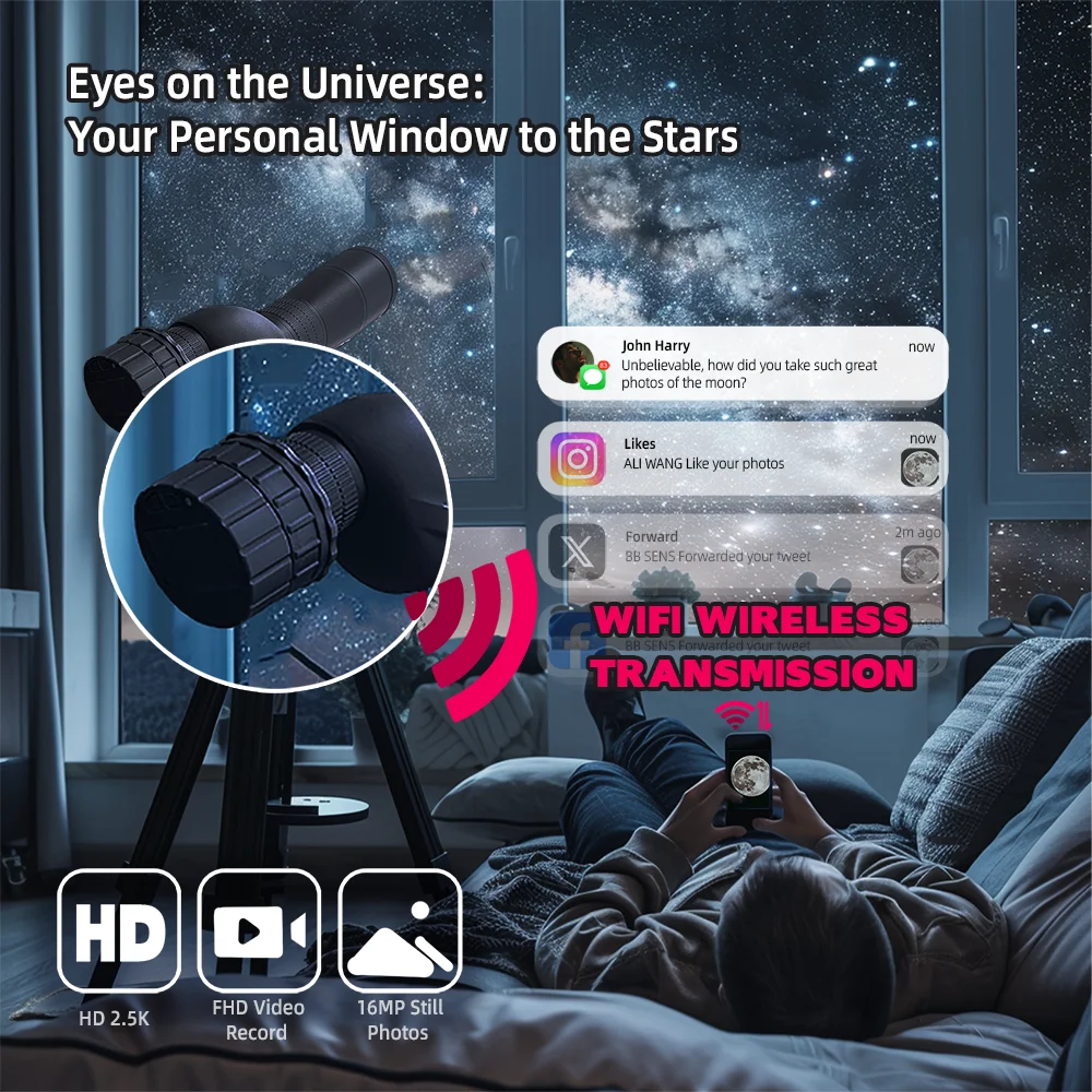 Hot Selling 2.5K Microscope Camera 24MP Astronomical Telescope Camera Bluetooth Wifi Spotting Scope Camera