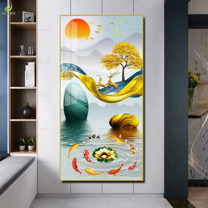 Light Luxury Porch Decorative Painting Vertical Version Modern Minimalist Abstract Painting Living Room Nordic Animal Painting