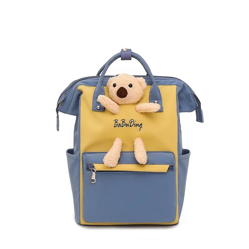 new shoulder bag bear waterproof Nylon backpack Clip bag large-capacity mommy bag can be ordered with LOGO