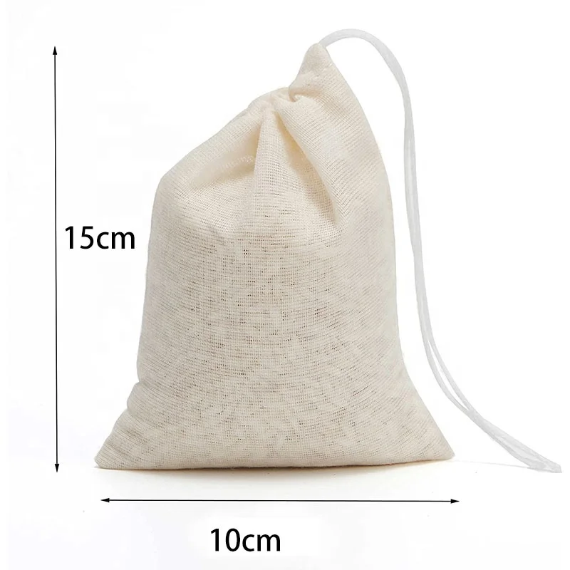 Eco Reusable Muslin Custom Print logo Bag Organic Cotton Drawstring coffee bean Gift Bag Tea Rice Packing Bag