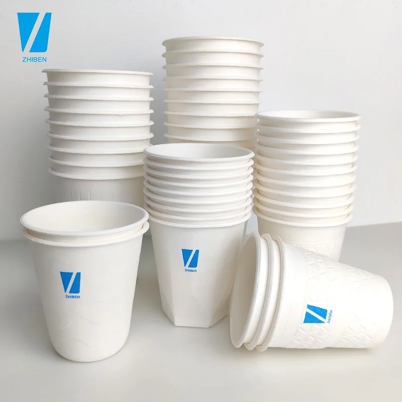 Zhiben Biodegradable Disposable compostable eco friendly coffee paper Disposable cup coffee paper cups with lid