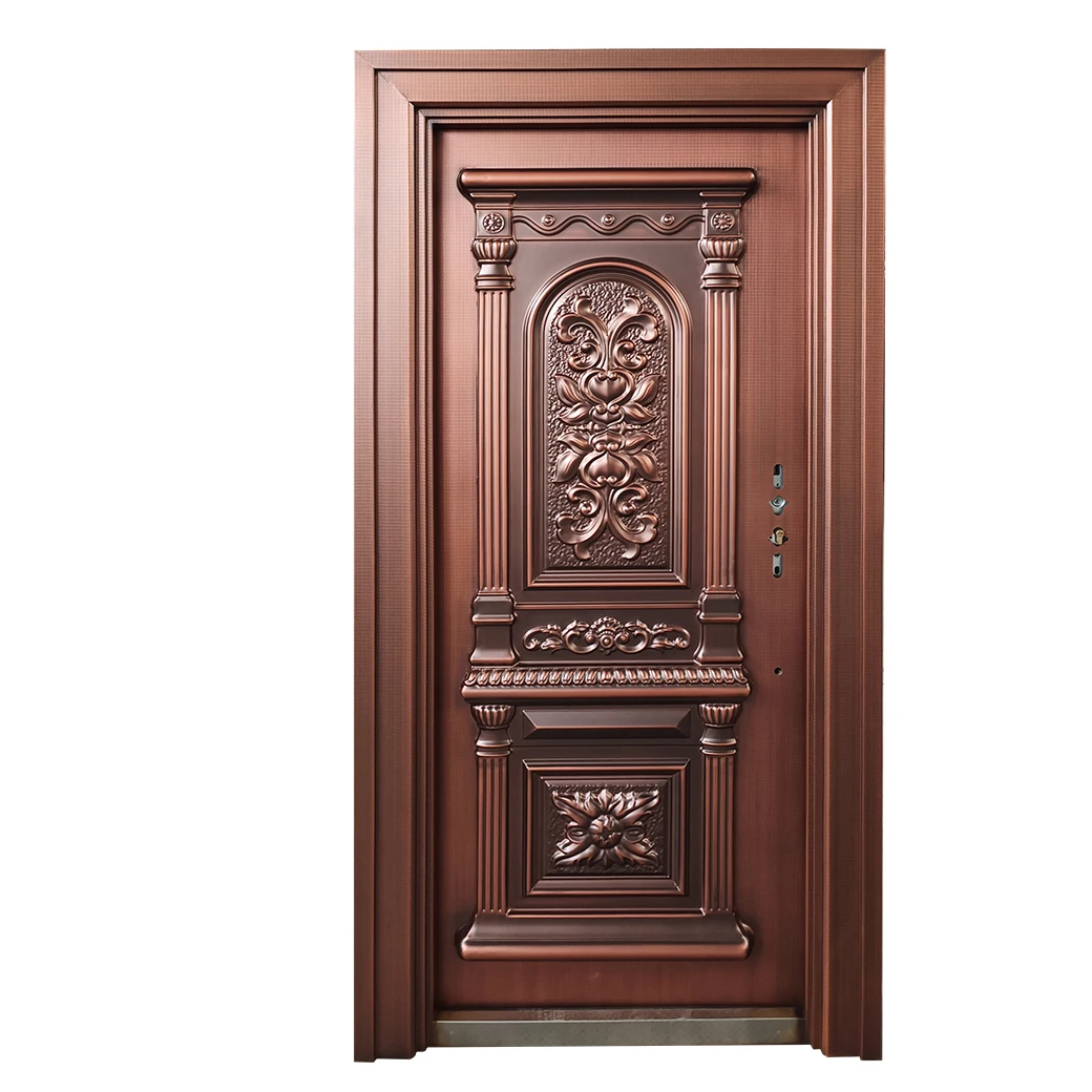 Bowdeu Factory Luxury design China Top Manufacturer zinc alloy imitate cast aluminum door alloy safety door for sale