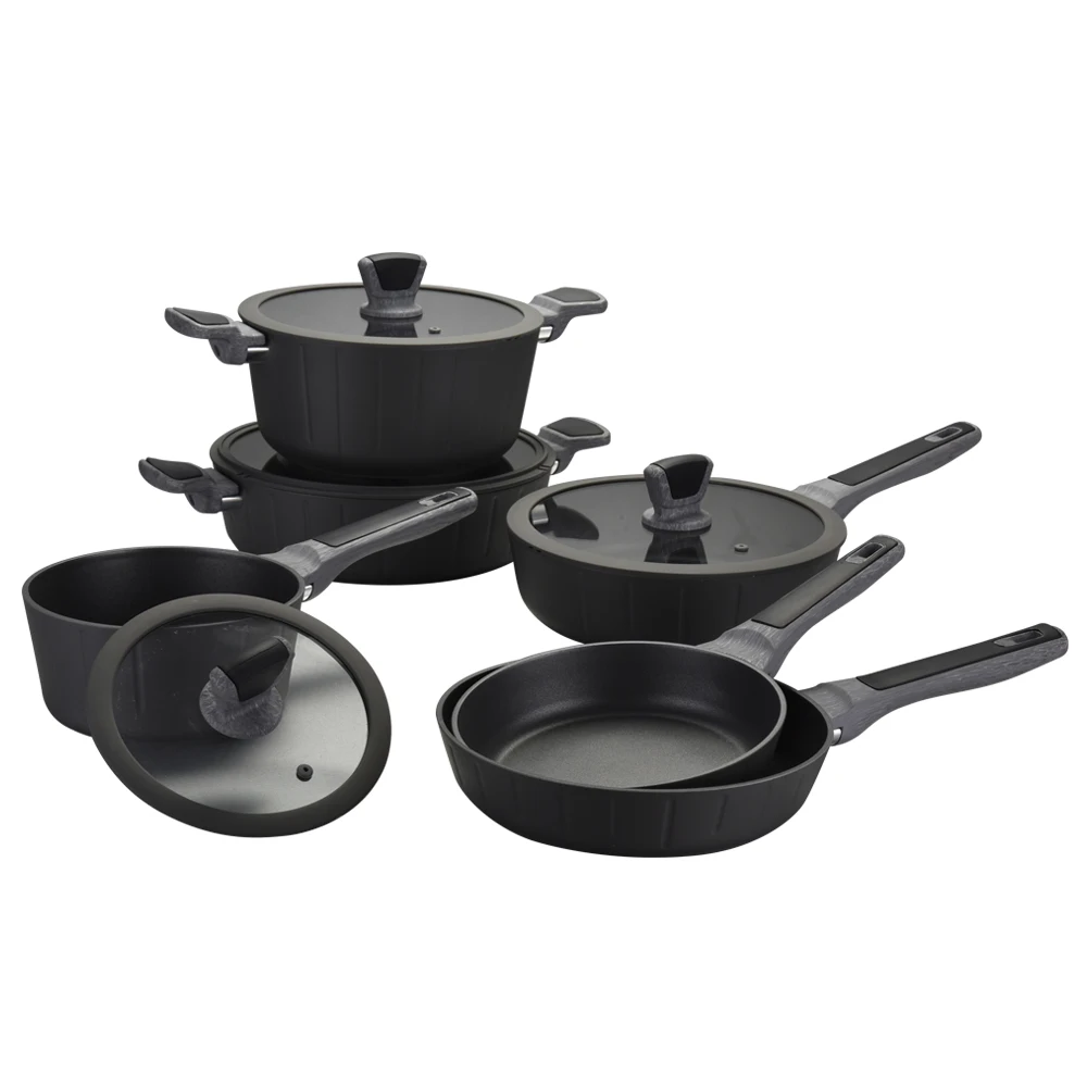 Wholesale High Quality Cast Aluminum Non Stick Kitchen Cooking Pots Set Granite Cookware