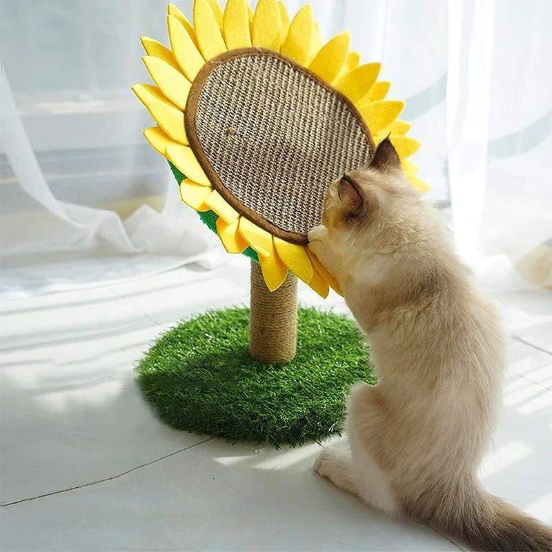 Novel design round cat scratching post small sisal claw sharpener sunflower cat tree scratcher cat toy