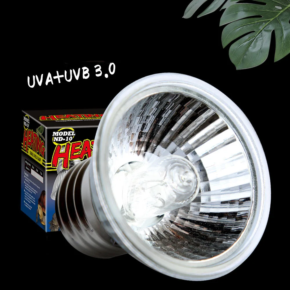 Low Heat 25W 50W 75W UV Halogen Lamp Bulb Full Spectrum UVA UVB 3.0 Reptile Basking Spot Light Lamp