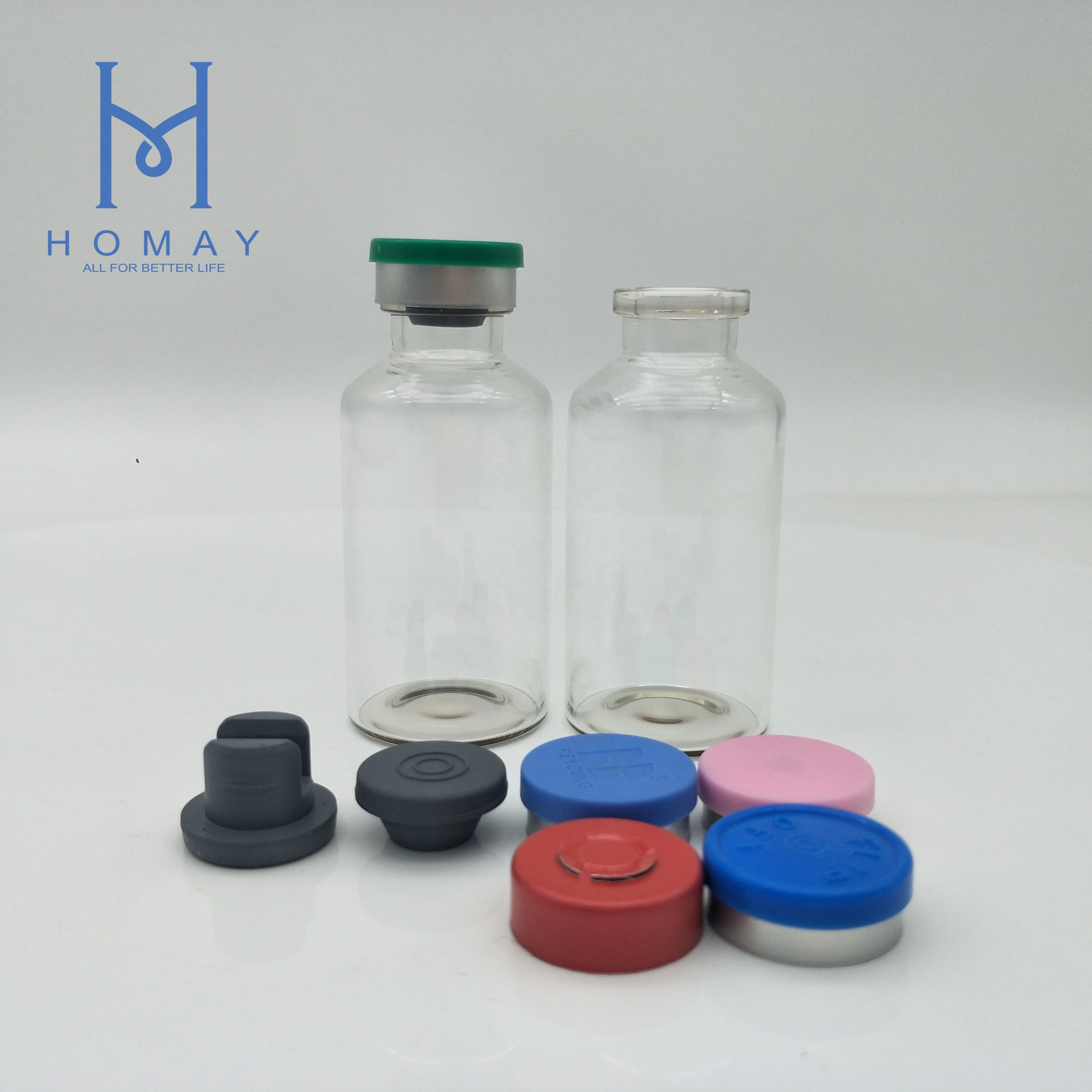 30ml amber clear borosilicate glass tubular glass vials with rubber stopper and caps