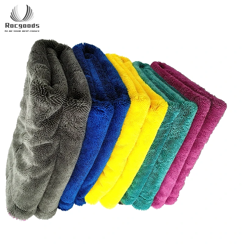 Оптовая продажа впитывающее серое полотенце из микрофибры без ворса с перекручивающейся петлей 50*80 см 1200 г/м2 салфетка для чистки автомобиля полотенца