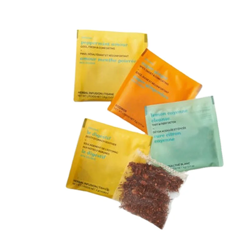 Custom logo coffee sachet packaging bags mini 3 side sealing  tea bag paper sachet with tear notch