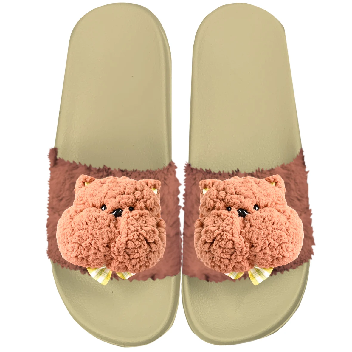 Custom Plush Slippers Animal Shape Indoor Slippers Custom Stylish Plush Vamp Pvc Slippers At Home