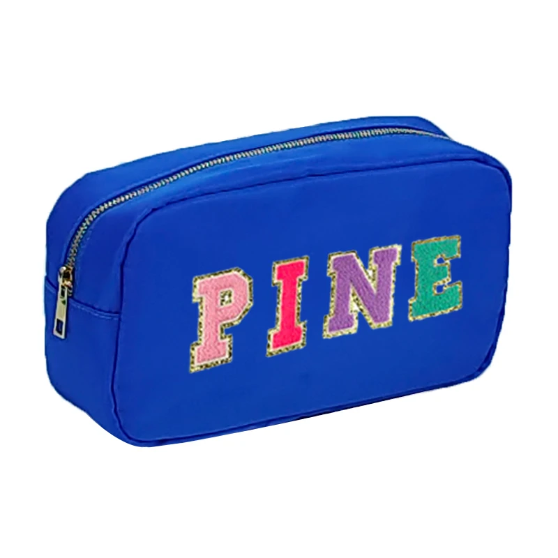 Stock New Customizable Durable Waterproof Cosmetic Bag Nylon Custom logo Letter Patch Large Capacity Makeup Bag