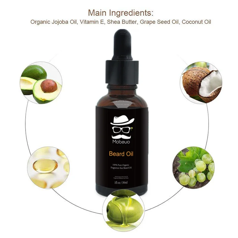 OEM Custom Logo Vegan Beard care Growth Oil Kit Grooming Natural Organic Mens Private Label Beard Oil
