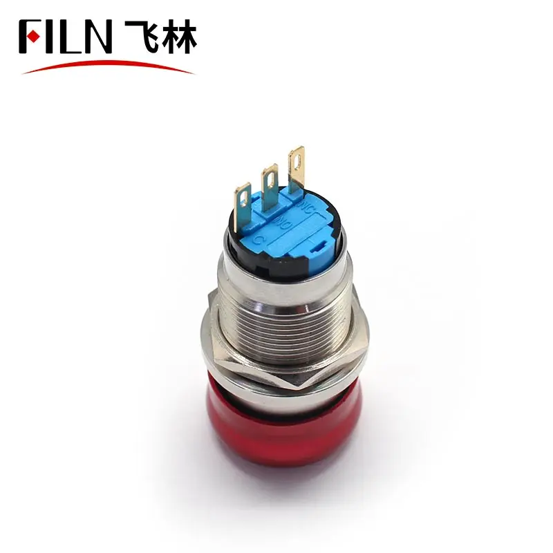 19MM 3 Pins Waterproof Metal Push Button Stop Switch Mushroom Push Button Switch supply UL CE RoHS CB CCC